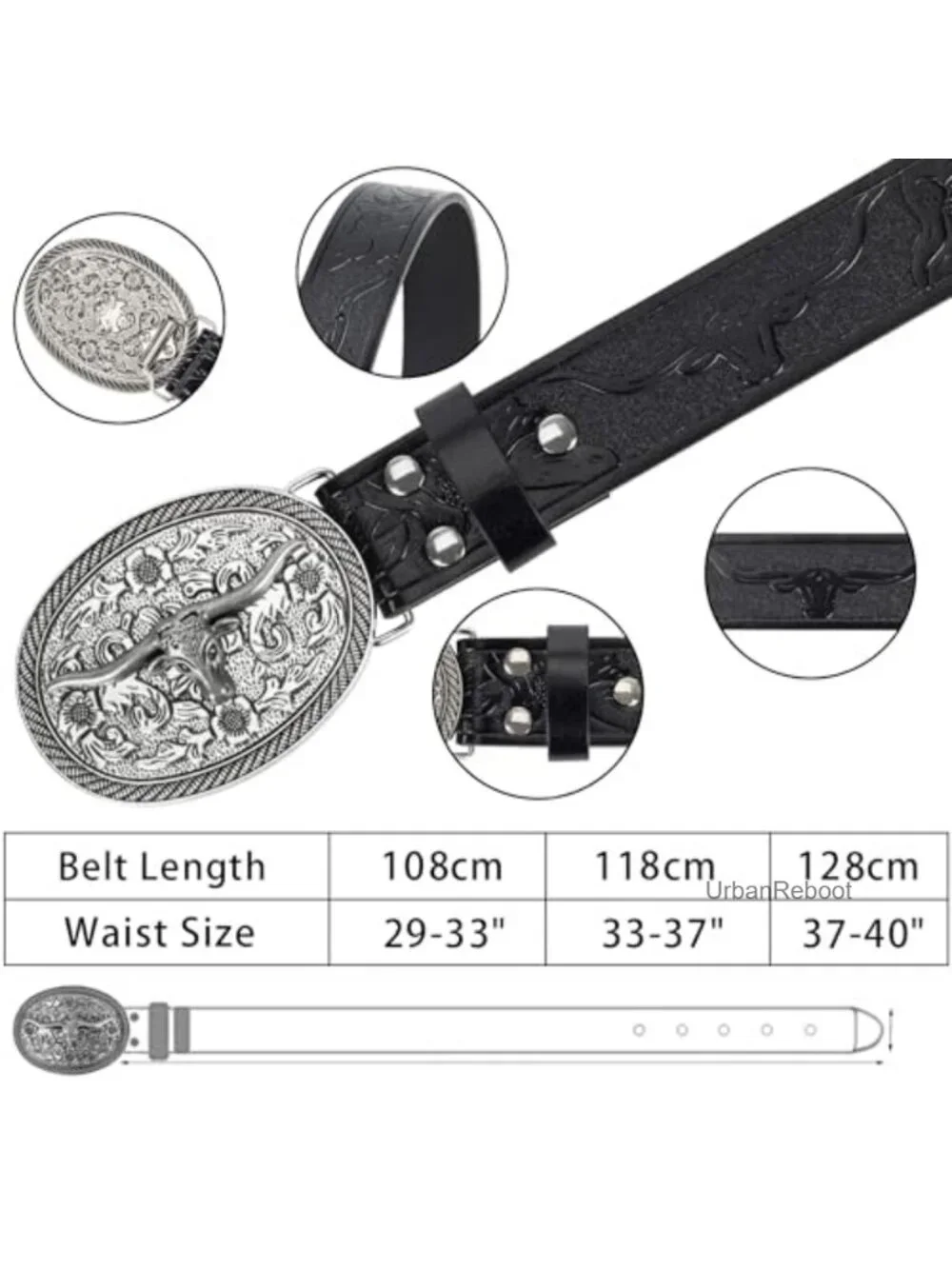 Western Leather Belt for Women Men Cowgirl Cowboy Country Style